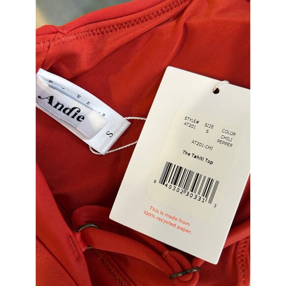Andie Swim the Tahiti Bikini Top in Chili Pepper Red S NWT - Picture 4 of 7